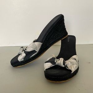 Black & white wedge espadrilles